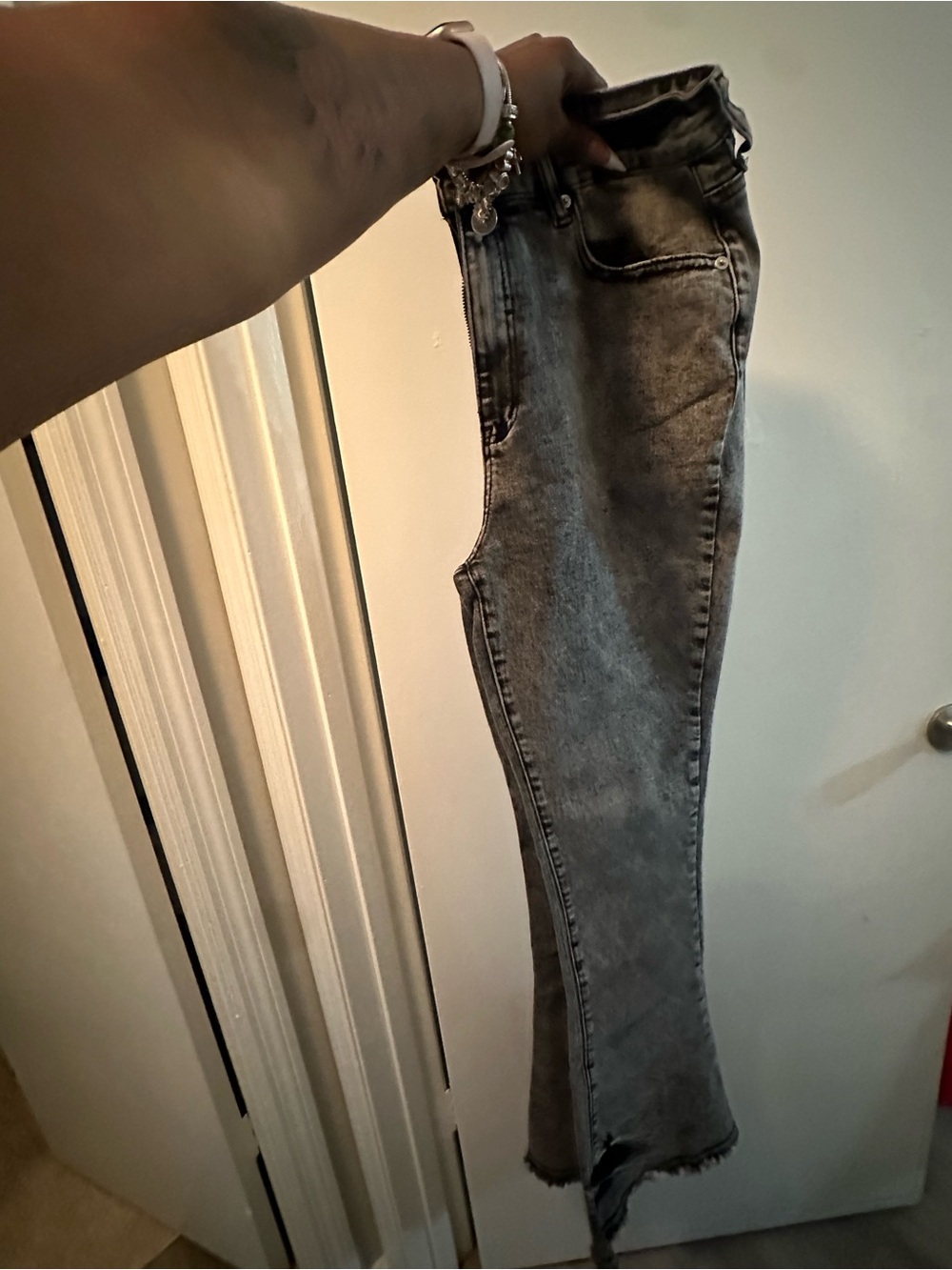 Fashion Nova Gray Acid-Wash Ankle Jeans